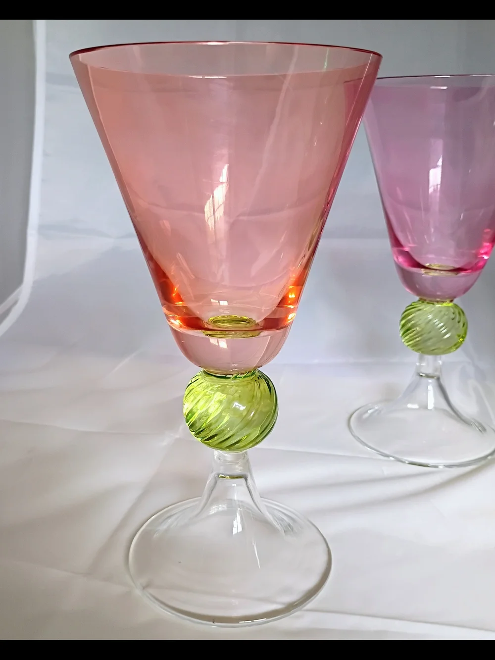 Set Of 4 SOUTHERN LIVING Ball Stem Water SOC3 Goblets: Purple Coral Aqua Rose